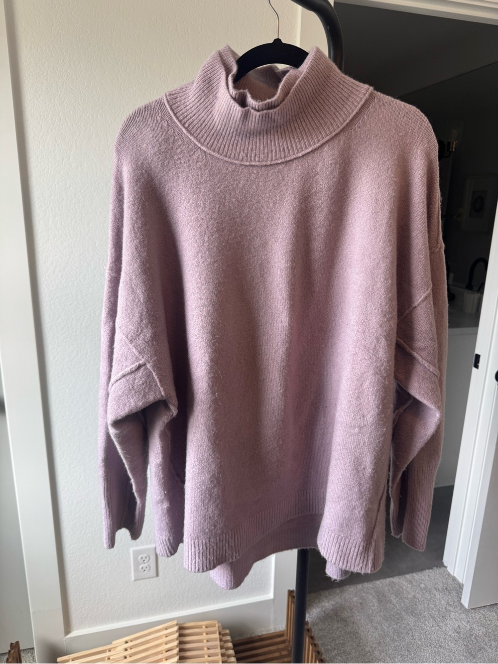 Free People Oversized Turtleneck Sweater in Dusty Mauve